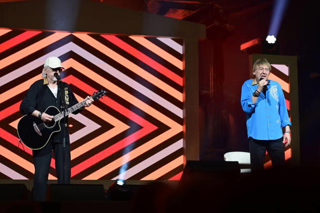 Karl-Heinz Ulrich und Bernd Ulrich von Die Amigos live bei einem Konzert der erLebe jetzt! -Tour in der Messe- & Veranstaltungshalle. Löbau, 12.04.2026