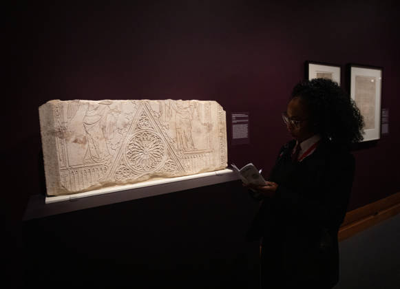 People attend the press preview of Gothic by Design: The Dawn of Architectural Draftsmanship at The Metropolitan Museum of Art on Monday, April 13, 2026 in New York City.  NYP20260413802 SERENAxXUxNING