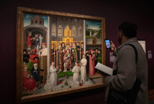 People attend the press preview of Gothic by Design: The Dawn of Architectural Draftsmanship at The Metropolitan Museum of Art on Monday, April 13, 2026 in New York City.  NYP20260413805 SERENAxXUxNING
