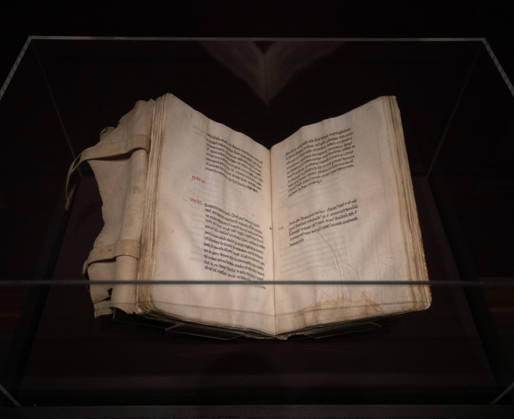 Remnants of Erased Architectural Drawings, in the Reims Palimpsest is on display at a press preview of Gothic by Design: The Dawn of Architectural Draftsmanship at The Metropolitan Museum of Art on Monday, April 13, 2026 in New York City.  NYP20260413810 SERENAxXUxNING