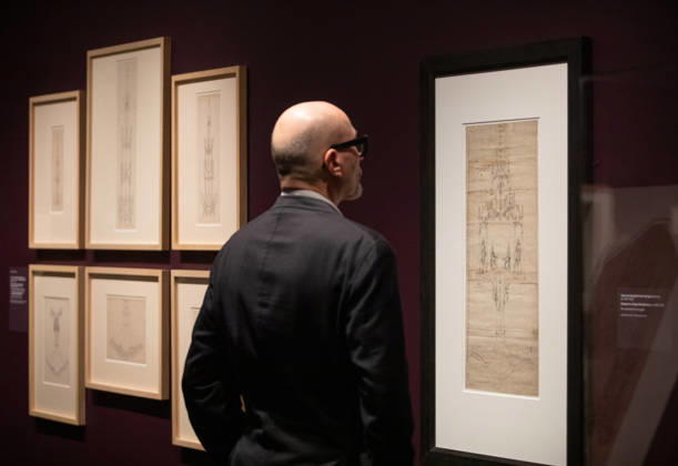 People attend the press preview of Gothic by Design: The Dawn of Architectural Draftsmanship at The Metropolitan Museum of Art on Monday, April 13, 2026 in New York City.  NYP20260413812 SERENAxXUxNING