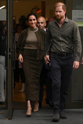 HARRY AND MEGHAN AUSTRALIA VISIT, Prince Harry and Meghan, the Duke and Duchess of Sussex leave following a visit to the Australian National Veterans Arts Museum in Melbourne, Tuesday, April 14, 2026. ( NO ARCHIVING MELBOURNE VICTORIA AUSTRALIA  Copyright: xJOELxCARRETTx 20260414164014876933