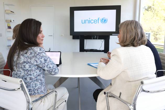 Spanish Queen Letizia during the working meeting with a representation of UNICEF Spain in Madrid on Tuesday, 14 April 2026. Cordon Press 