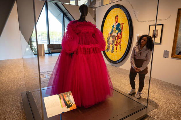 V&A East Museum at Queen Elizabeth Olympic Park, London, UK 14 April 2026 Daria dress, 2019 by Molly Goddard on display at V&A East Museum, Queen Elizabeth Olympic Park, London, UK, on 14 April 2026. Known for her bold designs, this is the largest dress designed by Goddard, made from 60m of fabric. The new museum opens to the public on 18 April 2026 as part of the East Bank development, celebrating making and creativity through its permanent Why We Make galleries, temporary exhibition The Music is Black: A British Story, and new creative commissions., Credit:Pete Speller Avalon Copyright: xPetexSpellerx xAvalonx 1090966647