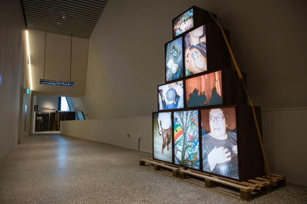 V&A East Museum at Queen Elizabeth Olympic Park, London, UK 14 April 2026 Heard by Rene Matic on display at V&A East Museum, Queen Elizabeth Olympic Park, London, UK, on 14 April 2026. The Turner Prize shortlisted sculpture uses photos of Black British music to trace how communities gather, remember and move together.The new museum opens to the public on 18 April 2026 as part of the East Bank development, celebrating making and creativity through its permanent Why We Make galleries, temporary exhibition The Music is Black: A British Story, and new creative commissions., Credit:Pete Speller Avalon Copyright: xPetexSpellerx xAvalonx 1090966746