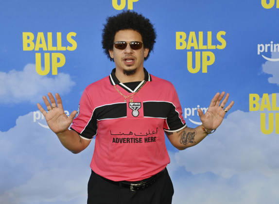Cast member Eric Andre attends the premiere of the motion picture sports comedy Balls Up at the Harmony Gold Theater in Los Angeles on Tuesday, April 14, 2026. Storyline: Two marketers pitch a bold new condom World Cup sponsorship. After a booze-fueled scandal, they must outrun chaos to survive.  LAP2026041414 JIMxRUYMEN