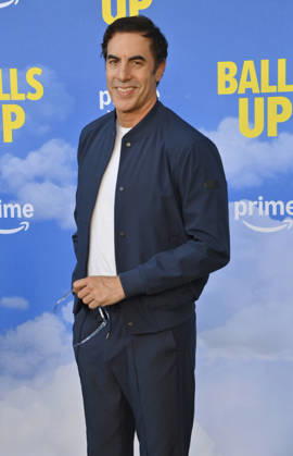Cast member Sasha Baron Cohen attends the premiere of the motion picture sports comedy Balls Up at the Harmony Gold Theater in Los Angeles on Tuesday, April 14, 2026. Storyline: Two marketers pitch a bold new condom World Cup sponsorship. After a booze-fueled scandal, they must outrun chaos to survive.  LAP2026041426 JIMxRUYMEN