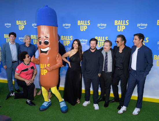 Balls Up Premiere - Los Angeles, USA LOS ANGELES, USA. April 14, 2026: Rhett Reese, Andrew Muscato, Peter Farrelly, Eric Andre, Eva De Dominici, Mark Wahlberg, Paul Walter Hauser, Benjamin Bratt & Sacha Baron Cohen at the premiere for Balls Up at the Harmony Gold Theatre. Los Angeles CA USA Copyright: xPaulxSmith Featureflashx