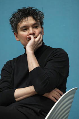 Chief conductor of the Prague Radio Symphony Orchestra (SOCR) Elias Grandy at a press conference to introduce the new visual identity on the occasion of the 100th season of the orchestra, in Prague, Czech Republic, on April 15, 2026. (CTKxPhoto MichalxKamaryt) CTKPhotoP2026041504804  CTKPhotoP2026041504804