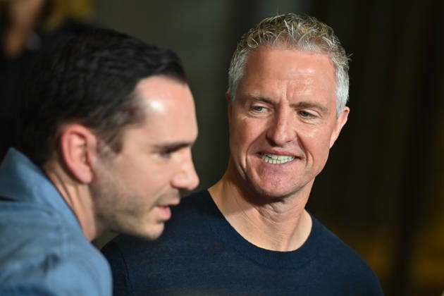 v.re:Ralf SCHUMACHER mit Partner Etienne BOUSQUET CASSAGNE. Muenchner Programmpraesentation SKY SPOTLIGHT, Sky Originals am 15.04.2026 im Hotel Bayerischer Hof.