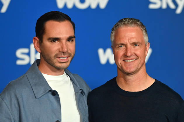 v.re:Ralf SCHUMACHER mit Partner Etienne BOUSQUET CASSAGNE. Muenchner Programmpraesentation SKY SPOTLIGHT, Sky Originals am 15.04.2026 im Hotel Bayerischer Hof.