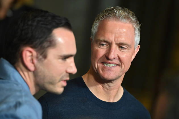 v.re:Ralf SCHUMACHER mit Partner Etienne BOUSQUET CASSAGNE. Muenchner Programmpraesentation SKY SPOTLIGHT, Sky Originals am 15.04.2026 im Hotel Bayerischer Hof.