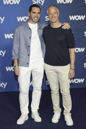 Ralf Schumacher mit Partner Etienne Bousquet-Cassagne bei der Programmpräsentation Sky Spotlight im Hotel Bayerischer Hof. München, 15.04.2026