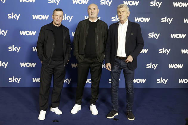Lothar Matthäus, Raimond Aumann und Klaus Augenthaler bei der Programmpräsentation Sky Spotlight im Hotel Bayerischer Hof. München, 15.04.2026