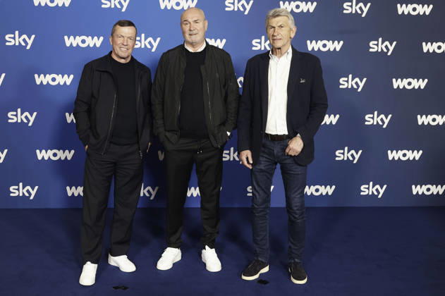 Lothar Matthäus, Raimond Aumann und Klaus Augenthaler bei der Programmpräsentation Sky Spotlight im Hotel Bayerischer Hof. München, 15.04.2026