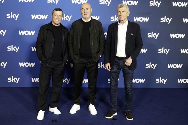 Lothar Matthäus, Raimond Aumann und Klaus Augenthaler bei der Programmpräsentation Sky Spotlight im Hotel Bayerischer Hof. München, 15.04.2026