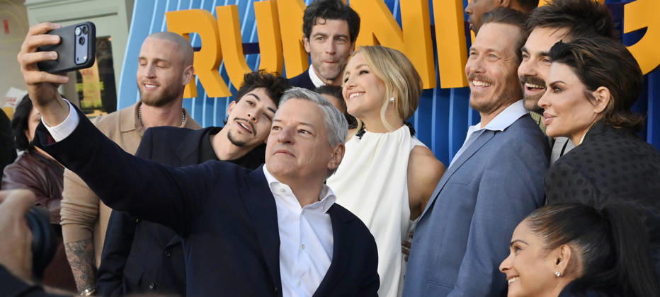 Ted Sarandos takes a selfie off cast members during the premiere of Netflix s Season 2 TV series sport comedy Running Point at the Egyptian Theatre in the Hollywood section of Los Angeles on Wednesday, April 15, 2026..Storyline: Isla Gordon, overlooked her whole life, is appointed President of the LA Waves basketball team, a family business, when her brother enters rehab. She aims to prove she is the right choice despite skepticism.  LAP2026041511 JIMxRUYMEN