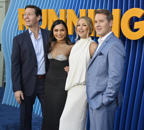 Ike Barinholtz, Mindy Kaling, Kate Hudson and David Stassen attend the premiere of Netflix s Season 2 TV series sport comedy Running Point at the Egyptian Theatre in the Hollywood section of Los Angeles on Wednesday, April 15, 2026..Storyline: Isla Gordon, overlooked her whole life, is appointed President of the LA Waves basketball team, a family business, when her brother enters rehab. She aims to prove she is the right choice despite skepticism.  LAP2026041516 JIMxRUYMEN