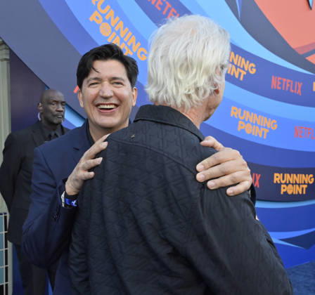 Cast member Ken Marino (L) and recurring guest star Rob Huebel attend the premiere of Netflix s Season 2 TV series sport comedy Running Point at the Egyptian Theatre in the Hollywood section of Los Angeles on Wednesday, April 15, 2026. Storyline: Isla Gordon, overlooked her whole life, is appointed President of the LA Waves basketball team, a family business, when her brother enters rehab. She aims to prove she is the right choice despite skepticism.  LAP2026041559 JIMxRUYMEN