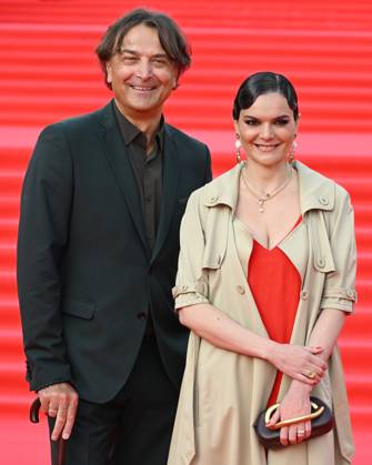 Russia Moscow International Film Festival 9145901 16.04.2026 Actor Alexander Lazarev Jr. and his daughter, actress Polina Lazareva, arrive for the opening ceremony of the 48th Moscow International Film Festival (MIFF) in Moscow, Russia. Ekaterina Chesnokova Sputnik Moscow Russia  Copyright: xEkaterinaxChesnokovax
