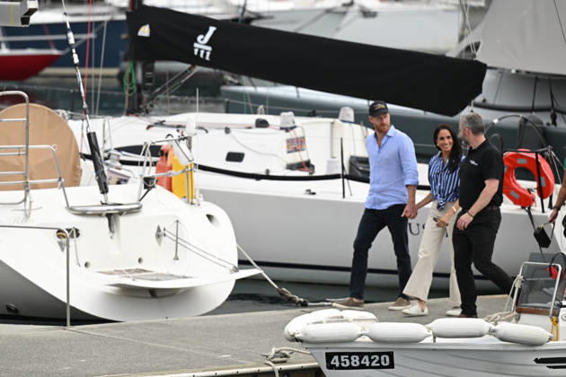 HARRY AND MEGHAN AUSTRALIA VISIT, Prince Harry and Meghan, the Duke and Duchess of Sussex at the Cruising Yacht Club of Australia after sailing on Sydney Harbour with Invictus Australia during a visit to Australia, Sydney, Friday, April 17, 2026. ( NO ARCHIVING SYDNEY NEW SOUTH WALES AUSTRALIA  Copyright: xDEANxLEWINSx 20260417156888131735