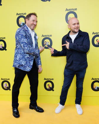 Kevin McCollum and Jamie Wilson attend Avenue Q press night at the Shaftesbury Theatre in London, UK on 16th April 2026 Kevin McCollum and Jamie Wilson attend Avenue Q press night at the Shaftesbury Theatre in London, UK on 16th April 2026, Credit:Manuela Langotsch Avalon United Kingdom, London, Shaftesbury Theatre  Copyright: xManuelaxLangotschx xAvalonx 1091940767