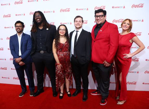 Avery Harrell, Aditya Gupta, Brandon Bishop, Chistina Alumuina, Angel Quinapallo, Kylie Shouse of the Coca-Cola refreshing films program at arrivals for CinemaCon 2026 Big Screen Achievement Awards, OMNIA Nightclub, The Dolby Colosseum, Caesars Palace, Las Vegas, NV, April 16, 2026. Photo By: JA Everett Collection CinemaCon 2026 Big Screen Achievement Awards PUBLICATIONXNOTxINxCANxCHNxFRAxITAxJPNxNORxPOLxRUSxESPxUKxUSA