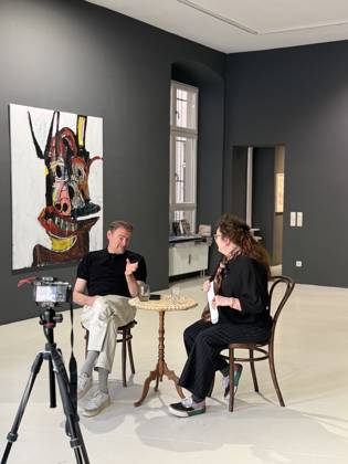 Max Giermann und Janine Bean bei der Vernissage Figuring Out in der janinebeangallery. Berlin, 17.04.2026 Copyright: xMatthiasxWehnertx