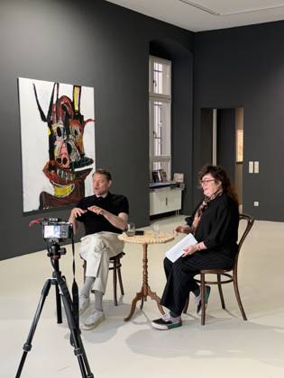 Max Giermann und Janine Bean bei der Vernissage Figuring Out in der janinebeangallery. Berlin, 17.04.2026 Copyright: xMatthiasxWehnertx