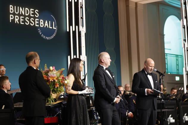 Andreas Rinke und Mathis Feldhoff beim 73. Bundespresseball 2026 im Hotel Adlon Kempinski. Berlin, 17.04.2026