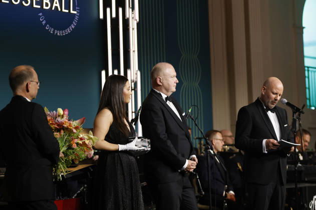 Andreas Rinke und Mathis Feldhoff beim 73. Bundespresseball 2026 im Hotel Adlon Kempinski. Berlin, 17.04.2026