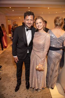 ABB PRESSEBALL- Felix Banaszak und Frau Charlotte Obermeier Bundesvorsitzender von Buendnis 90 Die Gruenen, zu Gast auf dem 73.Bundespresseball im Hotel Adlon Kempinski am 17.04.2026 in Berlin