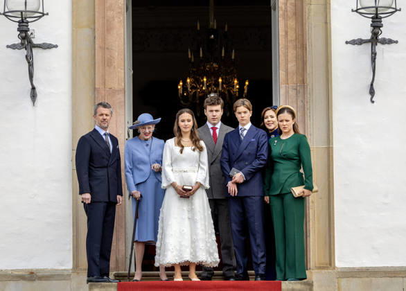 18-04-2026 Denmark Queen Margrethe and King Frederik and Queen Mary and Prince Christian and Princess Isabella attend the confirmation of Prince Vincent and Princess Josephine in Fredensborg Castle church in Denmark. Â  Copyright: xPPEx