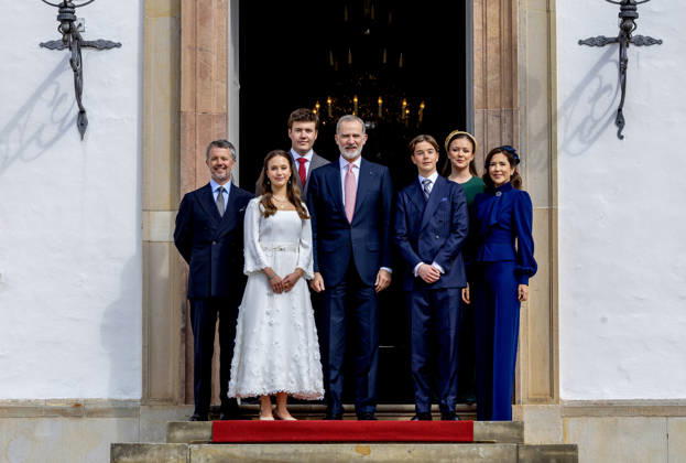 18-04-2026 Denmark King Felipe and King Frederik and Queen Mary and Prince Christian and Princess Isabella attend the confirmation of Prince Vincent and Princess Josephine in Fredensborg Castle church in Denmark. Â  Copyright: xPPEx