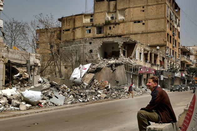 April 18, 2026, Nabatiyeh, Nabatiyeh, Lebanon: A man sits in front of destruction in the southern Lebanese town of Nabatiyeh. Lebanese who began returning to devastated towns and neighborhoods, found their homes destroyed or uninhabitable and hesitant to stay for fear a ceasefire between Hezbollah and Israel could unravel. Nabatiyeh Lebanon - ZUMAn313 20260418_zip_n313_006 Copyright: xMarwanxNaamanix