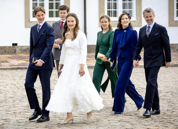 18-04-2026 Denmark King Frederik and Queen Mary and Prince Christian and Princess Isabella attend the confirmation of Prince Vincent and Princess Josephine in Fredensborg Castle church in Denmark. Â  Copyright: xPPEx