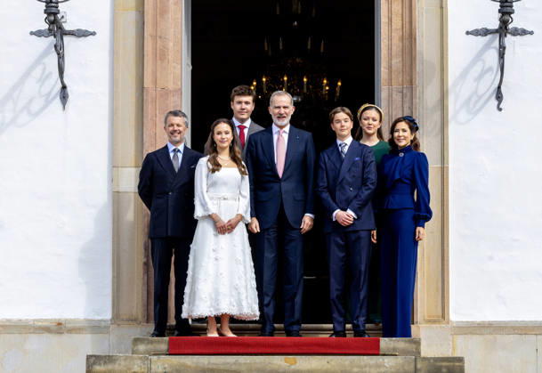 18-04-2026 Denmark King Felipe and King Frederik and Queen Mary and Prince Christian and Princess Isabella attend the confirmation of Prince Vincent and Princess Josephine in Fredensborg Castle church in Denmark. Â  Copyright: xPPEx