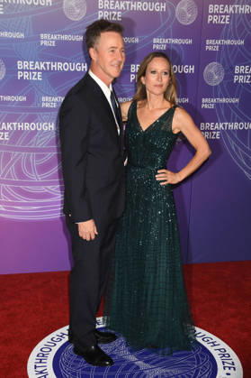 SANTA MONICA, CA - APRIL 18: Edward Norton and Shauna Robertson at the 2026 Breakthrough Prize on April 18, 2026 at Barker Hangar in Santa Monica, California. Copyright: xJeffreyxMayer MediaPunchx