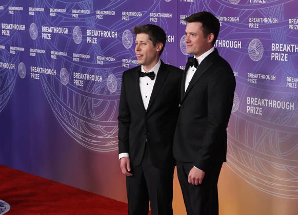 Breakthrough Prize Ceremony Red Carpet 2026 SANTA MONICA, CA - APRIL 18: OpenAI CEO Sam Altman (left) and Oliver Mulherin (right) attend the 12th Annual Breakthrough Prize Awards and Ceremony at Barker Hangar in Santa Monica of Los Angeles, California, United States on April 18, 2026. Tayfun Coskun Anadolu California United States. Editorial use only. Please get in touch for any other usage.  Copyright: x2026xAnadoluxTayfunxCoskunx