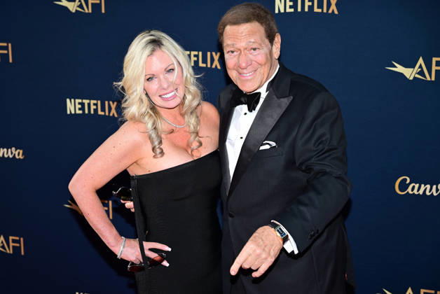 Joe Piscopo and his wife Kimberly Driscoll attend the 51st American Film Institute (AFI) Life Achievement Award ceremony at The Dolby Theatre in the Hollywood section of Los Angeles on Saturday, April 18, 2026. Hollywood legends gathered Saturday at the gala tribute to Eddie Murphy in celebration of his five-decade career.  LAP2026041801 JOHNxMCCOY
