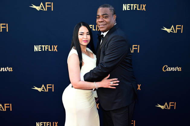 Tracy Morgan and his guest attend the 51st American Film Institute (AFI) Life Achievement Award ceremony at The Dolby Theatre in the Hollywood section of Los Angeles on Saturday, April 18, 2026. Hollywood legends gathered Saturday at the gala tribute to Eddie Murphy in celebration of his five-decade career.  LAP2026041831 JOHNxMCCOY