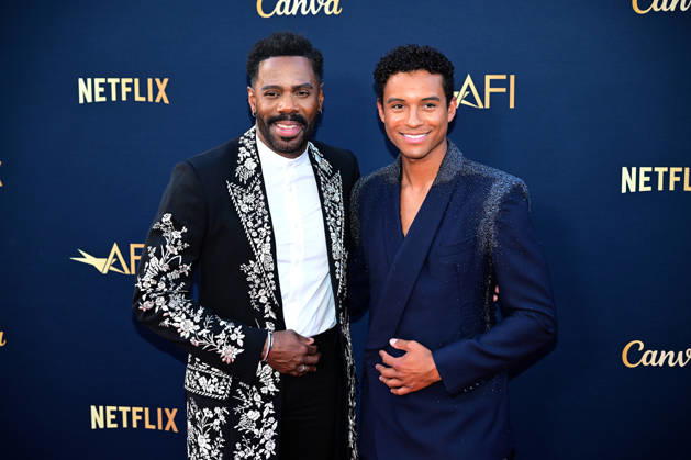 Colman Domingo,left and Jaafar Jackson attend the 51st American Film Institute (AFI) Life Achievement Award ceremony at The Dolby Theatre in the Hollywood section of Los Angeles on Saturday, April 18, 2026. Hollywood legends gathered Saturday at the gala tribute to Eddie Murphy in celebration of his five-decade career.  LAP2026041840 JOHNxMCCOY