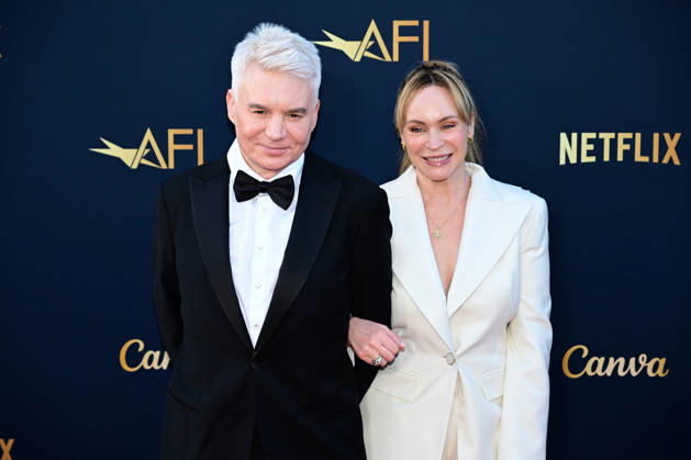 Mike Meyers and his wife Kelly Tisdale attend the 51st American Film Institute (AFI) Life Achievement Award ceremony at The Dolby Theatre in the Hollywood section of Los Angeles on Saturday, April 18, 2026. Hollywood legends gathered Saturday at the gala tribute to Eddie Murphy in celebration of his five-decade career.  LAP2026041843 JOHNxMCCOY