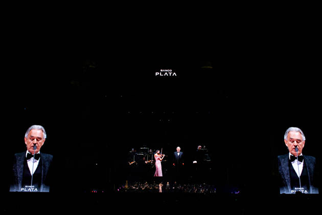 April 18, 2026, Mexico City, Mexico: Italian tenor ANDREA BOCELLI performed a free concert at the Zocalo in Mexico City, accompanied by the Mineria Symphony Orchestra and with Los Angeles Azules and XIMENA SARINANA as special guests. Mexico City Mexico  - ZUMAl178 20260418_znp_l178_025 Copyright: xCristianxLeyvax