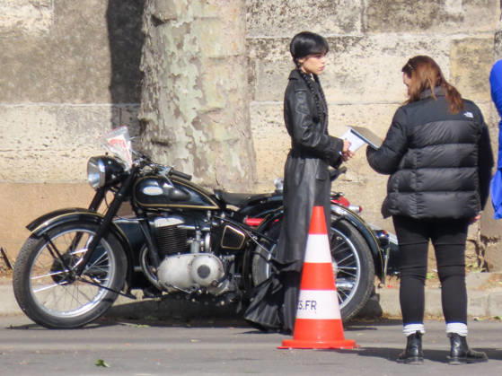 Wednesday Filming - Paris Director Tim Burton, Jenna Ortega and Fred Armisen seen during the filming of Wednesday Season 3 directed by Tim Burton in Paris, France on April 20, 2026. Photo by ABACAPRESS.COM Paris France  Copyright: xABACAx