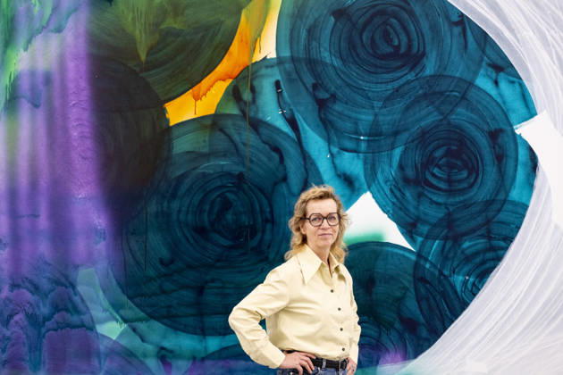April 20, 2026, London, London, UK: LONDON, UK. German visual artist Katharina Grosse with Ã¢â‚¬ËœUntitledÃ¢â‚¬â ¢, 2005, at a preview of Ã¢â‚¬ËœI Set Out, I Walked FastÃ¢â‚¬â ¢, her new exhibition at White Cube Bermondsey. The exhibition brings together new works made in her New Zealand studio alongside sculpture and large-scale works sprayed in situ including rarely seen canvases from the artistÃ¢â‚¬â ¢s personal archive. The show runs 22 April to 31 May 2026. London UK  - ZUMAl94_ 20260420_zaf_l94_010 Copyright: xStephenxChungx