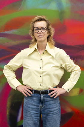 April 20, 2026, London, London, UK: LONDON, UK. German visual artist Katharina Grosse with Ã¢â‚¬ËœUntitledÃ¢â‚¬â ¢, 2024, at a preview of Ã¢â‚¬ËœI Set Out, I Walked FastÃ¢â‚¬â ¢, her new exhibition at White Cube Bermondsey. The exhibition brings together new works made in her New Zealand studio alongside sculpture and large-scale works sprayed in situ including rarely seen canvases from the artistÃ¢â‚¬â ¢s personal archive. The show runs 22 April to 31 May 2026. London UK  - ZUMAl94_ 20260420_zaf_l94_008 Copyright: xStephenxChungx