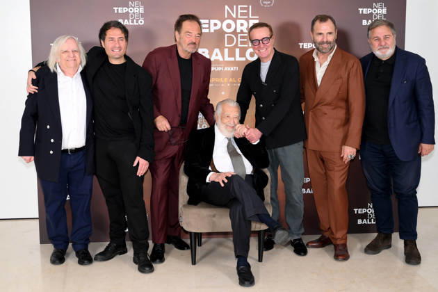 Nel tepore del ballo photocall in Rome Pupi Avati with the male cast attends the photocall of the film Nel tepore del ballo at the Hotel NH Giustiniano Rome. Rome 14 04 206, Credit:Massimo Landucci Avalon  Copyright: xMassimoxLanduccix xAvalonx 1093063532