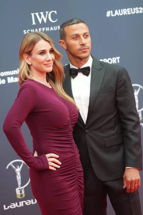 Thiago Alcantara and Julia Vigas at photocall for Laureus awards 2026 in Madrid on Monday, 20 April 2026. Cordon Press 