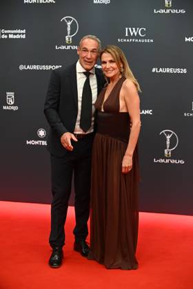 Laureus World Sports Awards 2026 Luis Figo and Helen Svedin during the Laureus World Sports Awards 2026 gala held at the Galería de Cristal del Palacio de Cibeles, on April 20, 2026, in Madrid Spain Madrid once again becomes the epicenter of world sport by hosting, for the third consecutive year, the Laureus Awards gala SPORTS AWARDS José Madrid Madrid Madrid Espana  Copyright: xJosÃ xOlivax 7455648